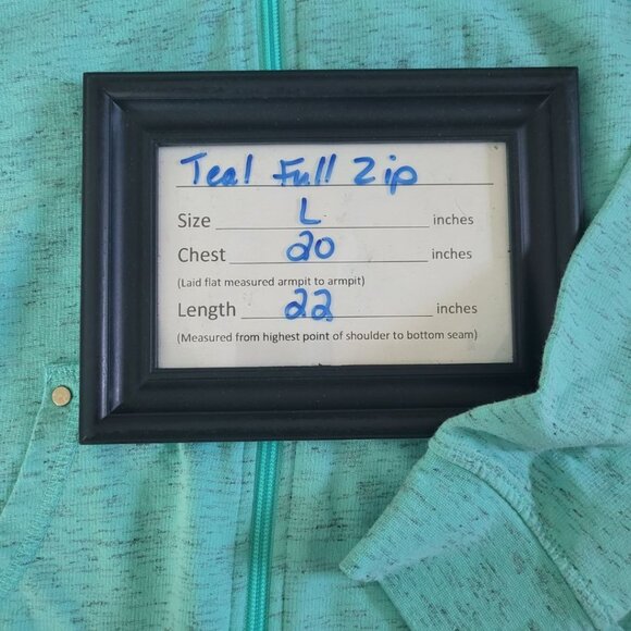 Made for Life Full Zip Sweatshirt Hooded Drawstring Womens Large Blue Green - Picture 7 of 11